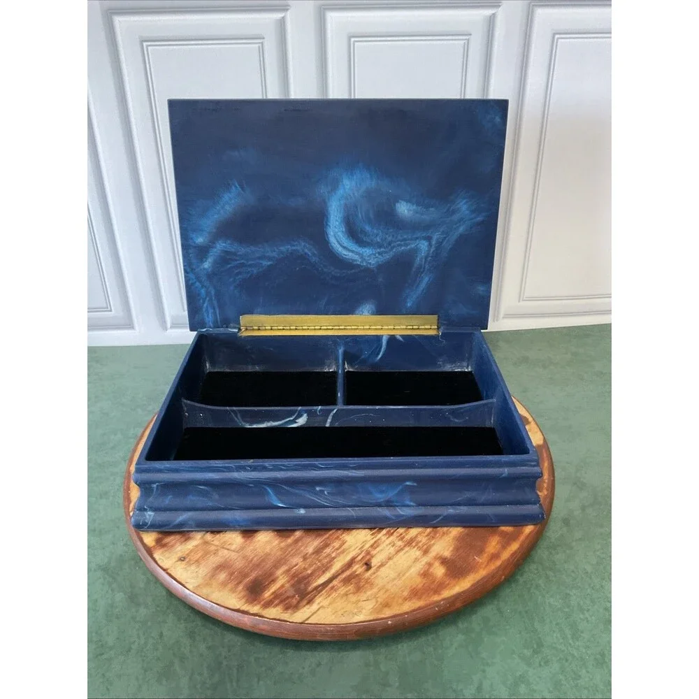 Vintage 1970’s Incolay Nautical Theme Jewelry Trinket Box Sailboat By JW ROBERTS